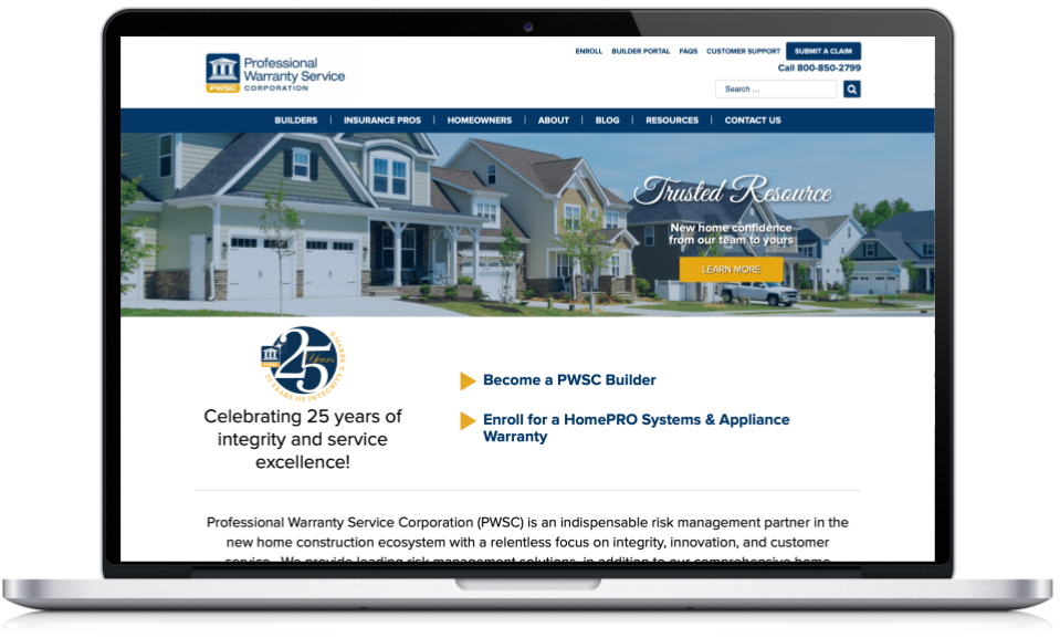 PWSC Old Website Laptop Mockup